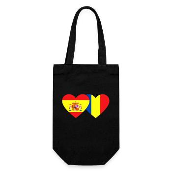Spain Romania Flag Heart - Gift Bag for Bottles - black - Front