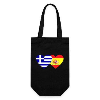 Greece Spain Flag Heart - Gift Bag for Bottles - black - Front