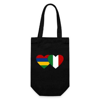 Mauritius Italy Flag Heart - Gift Bag for Bottles - black - Front