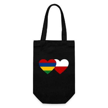 Mauritius Poland Flag Heart - Gift Bag for Bottles - black - Front