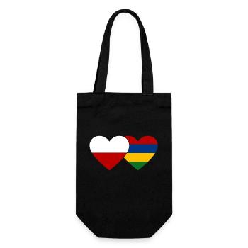 Poland Mauritius Flag Heart - Gift Bag for Bottles - black - Front