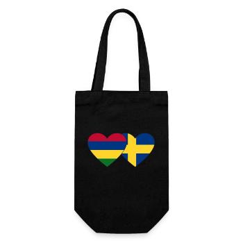 Mauritius Sweden Flag Heart - Gift Bag for Bottles - black - Front