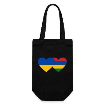 Ukraine Mauritius Flag Heart - Gift Bag for Bottles - black - Front