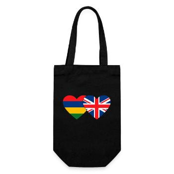 Mauritius England Flagge Herz - Geschenkbeutel für Flaschen - Schwarz - Vorne
