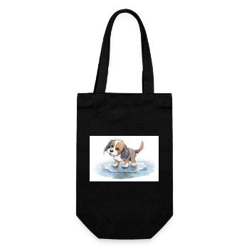 Happy dog playing in a rain puddle - Gift Bag for Bottles - black - Front