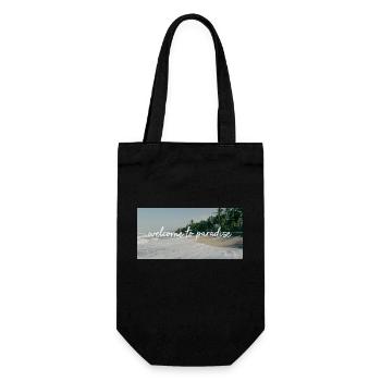 welcome to paradise | Paradise | Strand - Geschenkbeutel für Flaschen - Schwarz - Vorne