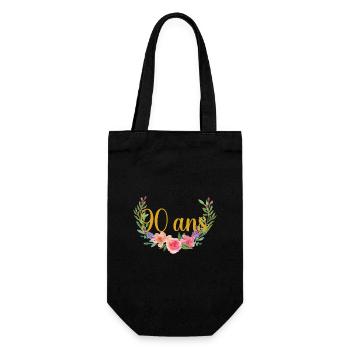90 Ans Floral Aquarelle Doré - Sac à bouteille - noir - Devant