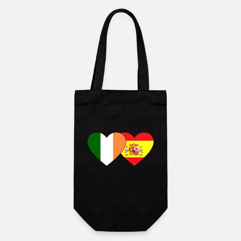 Irlandia Hiszpania Flaga Serce - Torba prezentowa na butelkę - czarny