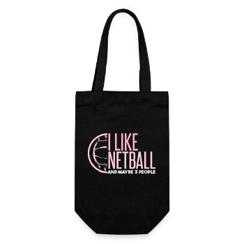 Ich mag Netball und vielleicht 3 Leute - Geschenkbeutel für Flaschen - Schwarz - Vorne
