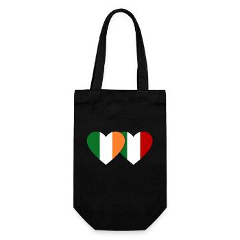 Ireland Italy Flag Heart - Gift Bag for Bottles - black - Front