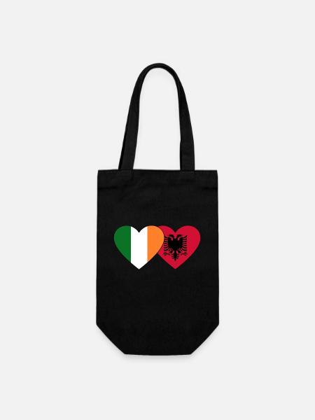 Irlande Albanie Flag Heart - Sac à bouteille - noir