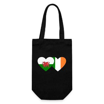Wales Ireland Flag Heart - Gift Bag for Bottles - black - Front