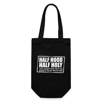Halb Kapuze, halb heilig, das heißt, bete mit mir, tu es nicht - Geschenkbeutel für Flaschen - Schwarz - Vorne