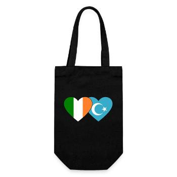 Irland Uiguren Flagge Herz - Geschenkbeutel für Flaschen - Schwarz - Vorne