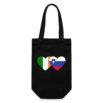 Irland Slowenien Flagge Herz - Geschenkbeutel für Flaschen - Schwarz - Vorne