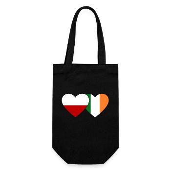 Polen Irland Flagge Herz - Geschenkbeutel für Flaschen - Schwarz - Vorne