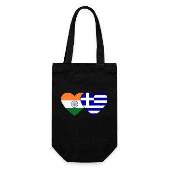 India Greece Flag Heart - Gift Bag for Bottles - black - Front
