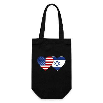USA Israel Flag Heart - Gift Bag for Bottles - black - Front