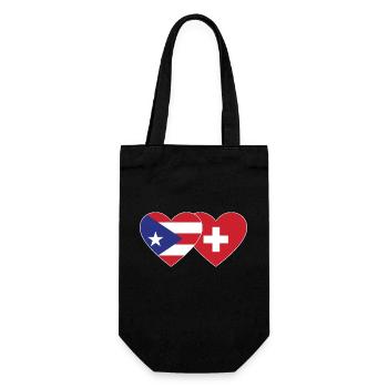 Puerto Rico Schweiz Herz Flagge - Geschenkbeutel für Flaschen - Schwarz - Vorne