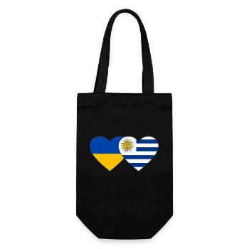Ukraine Uruguay Heart Flag - Gift Bag for Bottles - black - Front