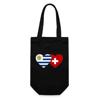 Uruguay Switzerland Heart Flag - Gift Bag for Bottles - black - Front