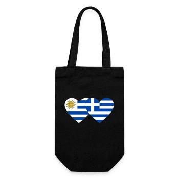 Uruguay Greece Heart Flag - Gift Bag for Bottles - black - Front