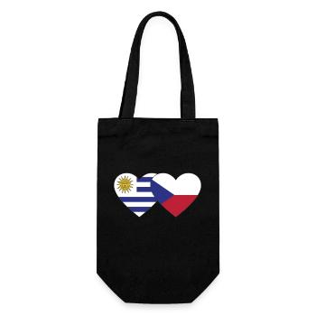 Uruguay Tschechien Herz Flagge - Geschenkbeutel für Flaschen - Schwarz - Vorne