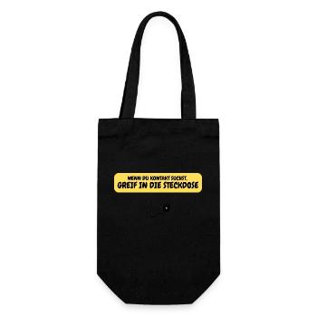 Wenn du Kontakt suchst, greif in die Steckdose - Geschenkbeutel für Flaschen - Schwarz - Vorne