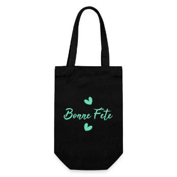 FÊTE DES MÈRES. BONNE FÊTE MAMAN. MAMAN. JE T'AIME - Sac à bouteille - noir - Devant