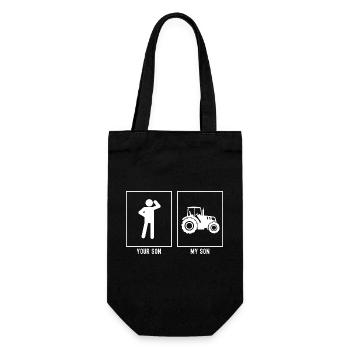 Dein Sohn - Mein Sohn - Farming Traktor - Geschenkbeutel für Flaschen - Schwarz - Vorne
