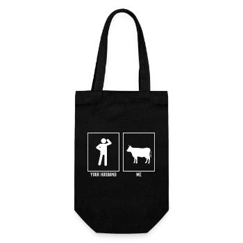 Ihr Ehemann - Ich - Landwirtschaftliche Kuh - Geschenkbeutel für Flaschen - Schwarz - Vorne