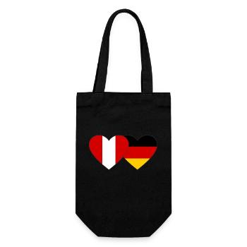Peru Deutschland Herz Flagge - Geschenkbeutel für Flaschen - Schwarz - Vorne