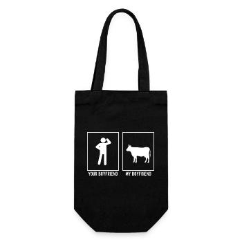 Dein Freund - Mein Freund - Kuh auf dem Bauernhof - Geschenkbeutel für Flaschen - Schwarz - Vorne