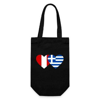Pérou Grèce Drapeau du cœur - Sac à bouteille - noir - Devant