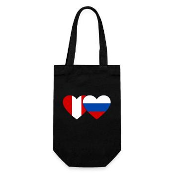 Pérou Russie Drapeau du cœur - Sac à bouteille - noir - Devant
