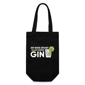 Am Ende ergibt alles einen Gin - Geschenkbeutel für Flaschen - Schwarz - Vorne
