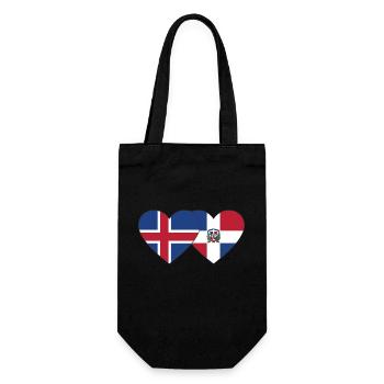 Island Dominikanische Republik Flagge Herz - Geschenkbeutel für Flaschen - Schwarz - Vorne