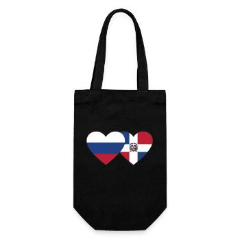 Russie République dominicaine Flag Heart - Sac à bouteille - noir - Devant