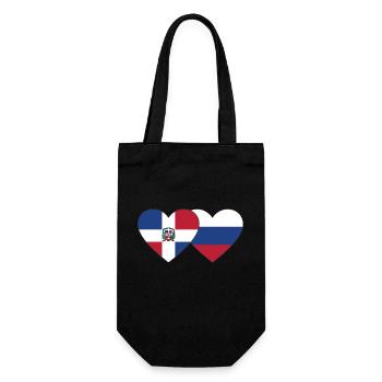 Dominican Republic Russia Flag Heart - Gift Bag for Bottles - black - Front