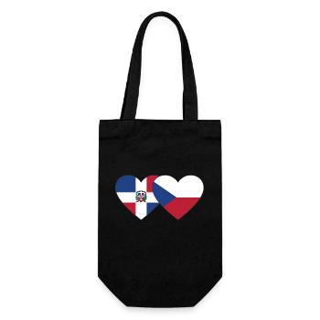 Dominican Republic Czech Republic Flag Heart - Gift Bag for Bottles - black - Front