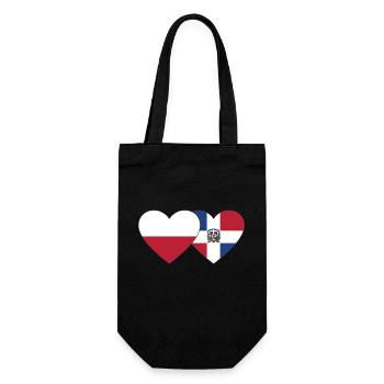 Polen Dominikanische Republik Flagge Herz - Geschenkbeutel für Flaschen - Schwarz - Vorne