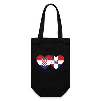 Kroatien Dominikanische Republik Flagge Herz - Geschenkbeutel für Flaschen - Schwarz - Vorne
