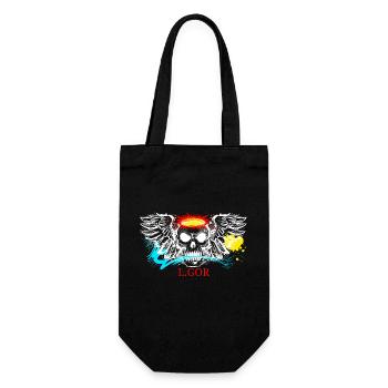 L.Gor stylischer Totenkopf - Geschenkbeutel für Flaschen - Schwarz - Vorne