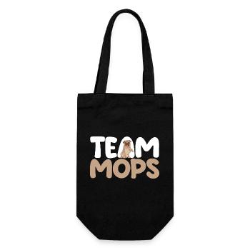 Hund Mops - Geschenkbeutel für Flaschen - Schwarz - Vorne
