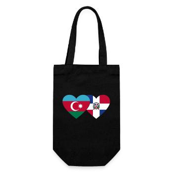 Aserbaidschan Dominikanische Republik Flagge Herz - Geschenkbeutel für Flaschen - Schwarz - Vorne