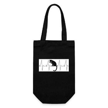 Heartbeat TShirt Cat ECG Chemise Chats - Sac à bouteille - noir - Devant