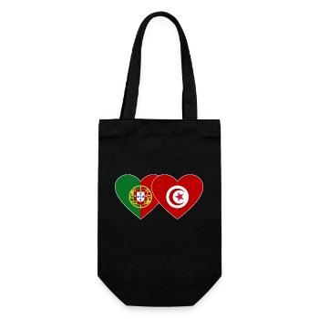 Portugal Tunisia Flag Heart - Gift Bag for Bottles - black - Front