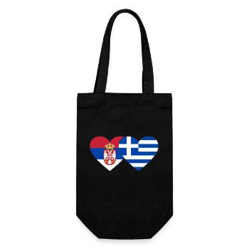 Serbia Greece Flag Heart - Gift Bag for Bottles - black - Front