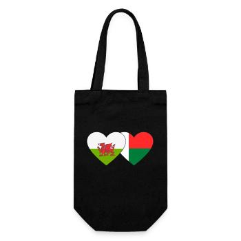 Pays de Galles Madagascar Flag Heart - Sac à bouteille - noir - Devant