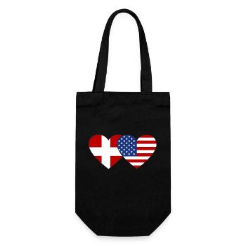 Denmark USA Flag Heart - Gift Bag for Bottles - black - Front